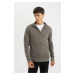 DEFACTO Standard Fit Regular Cut Bato Collar Zippered Basic Plain Knitwear Sweater