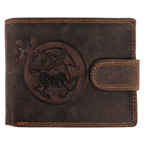 Wild Luxusná pánska peňaženka s prackou s obrázkom znamení zverokruhu - Strelec - hnedá