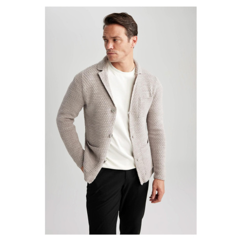 DEFACTO Slim Fit Jacket Collar Cardigan