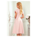 SCARLETT - Rozšírené dámske šaty v pudrovoružovej farbe s preloženým obálkovým výstrihom 348-1