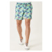 AC&Co / Altınyıldız Classics Men's Mint Standard Fit Casual Patterned Swimwear Marine Shorts.