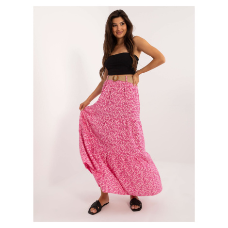 Pink maxi skirt with ruffles