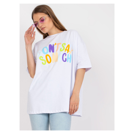 Women's white T-shirt with cotton print