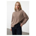 Trendyol Mink Thessaloniki Oversize/Wide Fit Hooded Knitted Sweatshirt