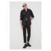 Košeľa Karl Lagerfeld pánska, čierna farba, regular, s klasickým golierom