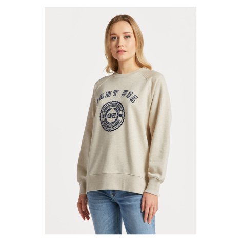 MIKINA GANT USA OVERSIZED C-NECK SWEAT LIGHT BEIGE MELANGE