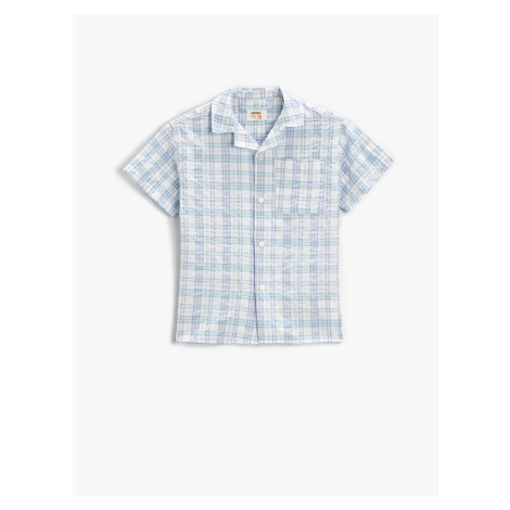 Koton Short Sleeve Shirt Plaid with Pocket