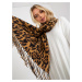 Camel and black women's scarf with animal pattern