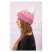 Women's cap Samara K346 powder pink+ecru