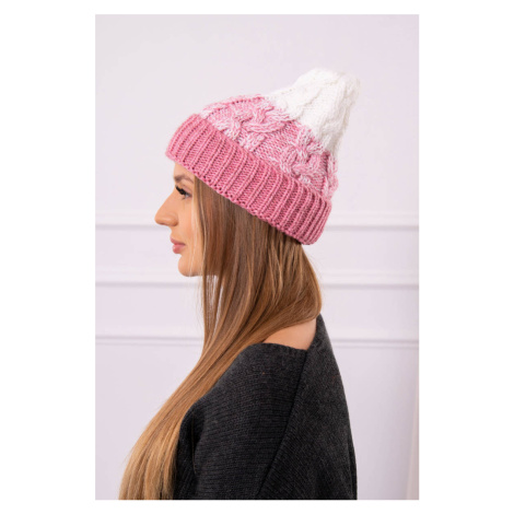 Women's cap Samara K346 powder pink+ecru