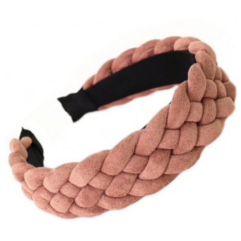 Dámska pletená čelenka v ružovej farbe