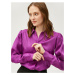 Koton Satin Shirt with Draped Shoulders