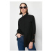 Trendyol Black Ruffle Detailed Cotton Woven Shirt