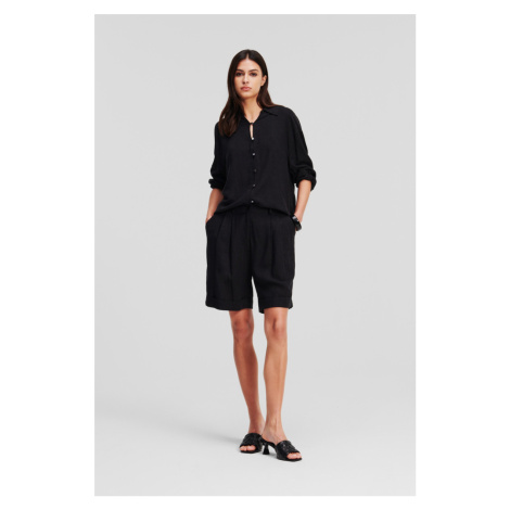 Šortky Karl Lagerfeld Linen Blend Shorts Black