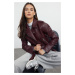 Trendyol Claret Red Regular Faux Leather Biker Jacket Coat