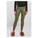 Women's high-waisted synthetic leather leggings olive