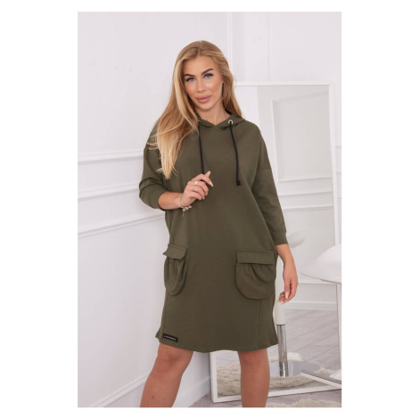 Khaki dress with a hood