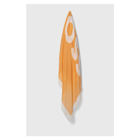 Šatka s prímesou vlny BOSS oranžová farba, vzorovaná Hugo Boss