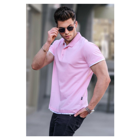 Madmext Basic Pink Polo Neck T-Shirt 5885