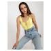 Light yellow women's top with lace-up neckline