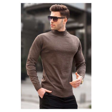 Madmext Bitter Brown Slim Fit Half Turtleneck Men's Knitwear Sweater 6343