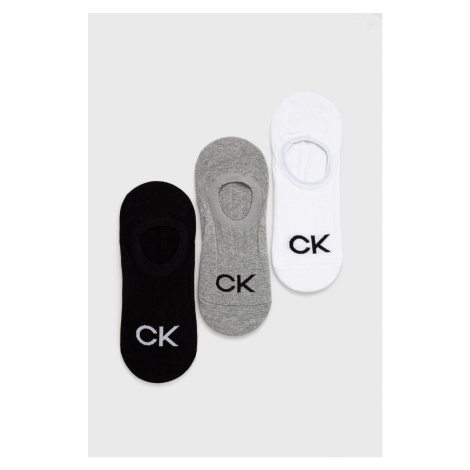 Ponožky Calvin Klein (3-pak) pánske, šedá farba, 701218723