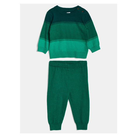 Zelený detský set svetra a nohavíc GAP