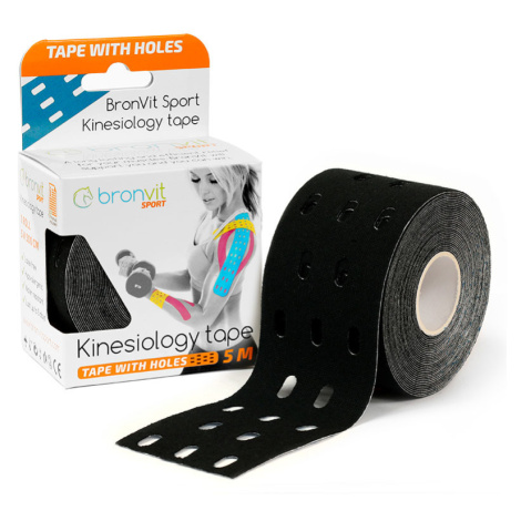 BronVit Sport Kinesiology Tape dierovaný čierna 5cmx5m