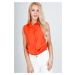 Lady's sleeveless shirt with pockets - orange