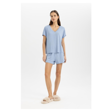 DEFACTO Fall in Love Short Sleeve Pajama Set with Shorts