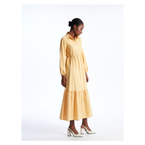 LC Waikiki Shirt Collar Plain Long Sleeve Women's Dress