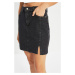 Trendyol Black Stitch Detail Slit Denim Skirt