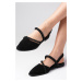 Mio Gusto Poppy Women's Flat Shoes With Black Stones From Genuine Suede Daily Flat Shoes.