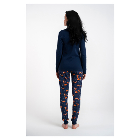 Wasilla women's pyjamas, long sleeves, long pants - navy blue/print Italian Fashion