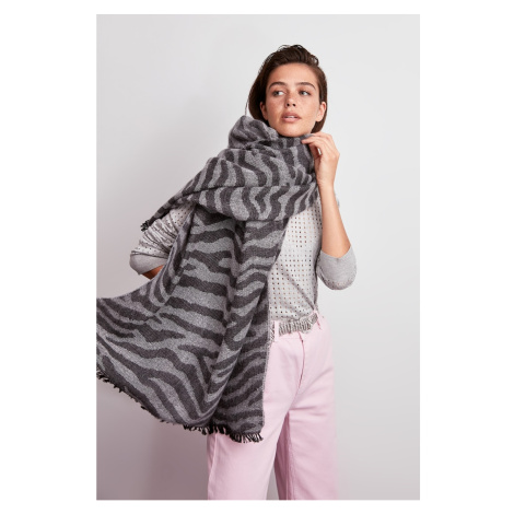 Trendyol Grey Soft Textured Zebra Pattern Scarf