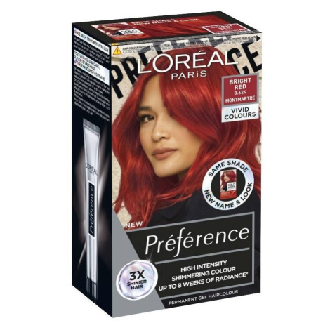L'Oréal Paris Préférence Vivid Colors permanentná farba na vlasy 8.624 Montmartre - Bright Red, 