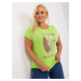 Light green women's blouse plus size with print