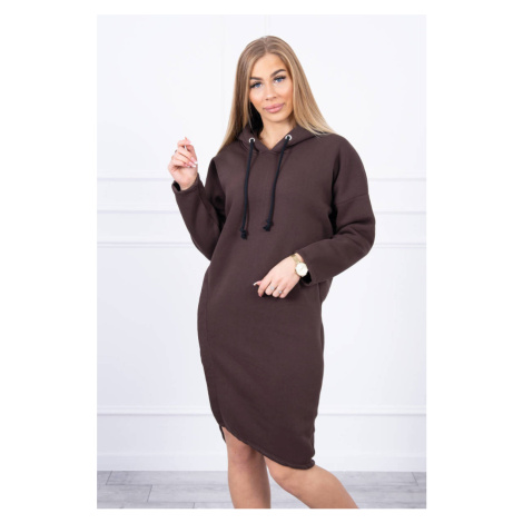 Dress with hood and slit on the side brown