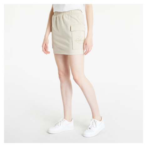 Sukňa CALVIN KLEIN JEANS Embroidered Monologo Straight Skirt Beige