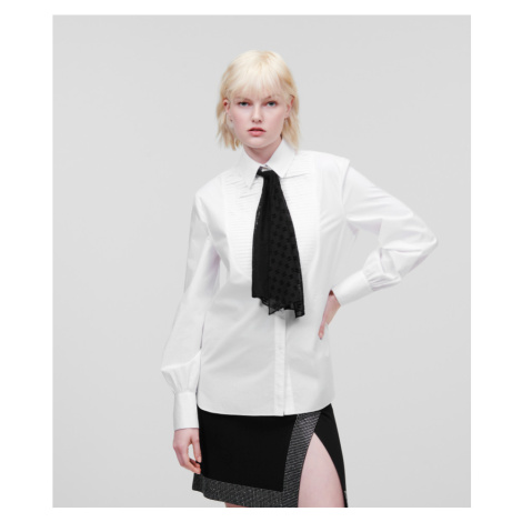 Košeľa Karl Lagerfeld Bib Shirt W/ Monogram Necktie Biela