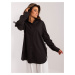 Black long oversize shirt with collar