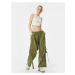 Koton Cargo Trousers Straight Leg Belt Detailed Waist Elastic Cotton