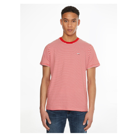 White-Red Striped T-Shirt Tommy Jeans Classics - Men Tommy Hilfiger