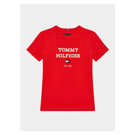 Tommy Hilfiger Tričko Logo KB0KB08671 D Červená Regular Fit
