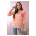 Sweater blouse with floral apricot pattern