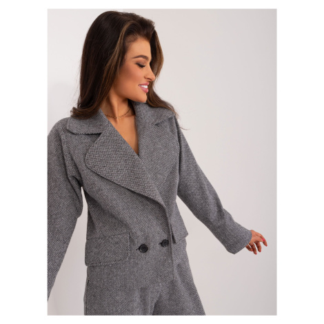 Black and gray women's jacket with herringbone