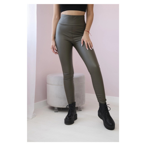 Dámske zateplené nohavice Freya z eko kože Farba: Zelená