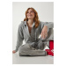 Happiness İstanbul Women's Gray Hooded Zipper Knitwear Cardigan