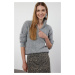 Trendyol Grey Wool Stand Collar Zippered Knitwear Sweater