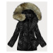 Čierna dámska bunda s kapucňou pre prechodné obdobie (H-97)
